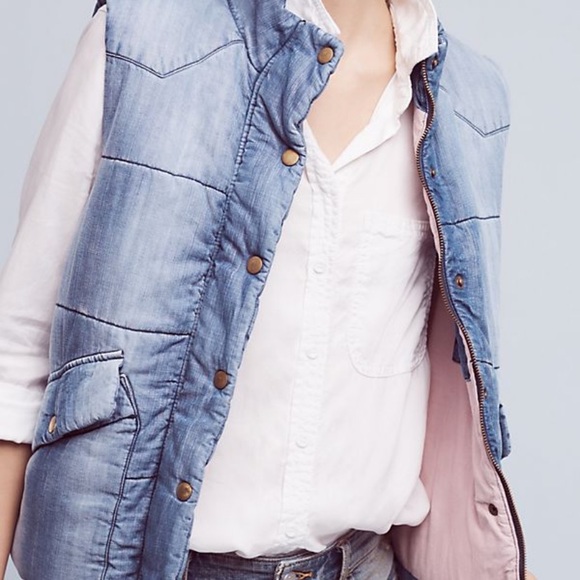 Anthropologie Jackets & Blazers - Cloth & Stone chambray denim puffer vest